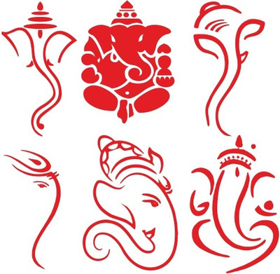

God Ganesh Signs Sticker for Bumper, Hood, Windows(Red)