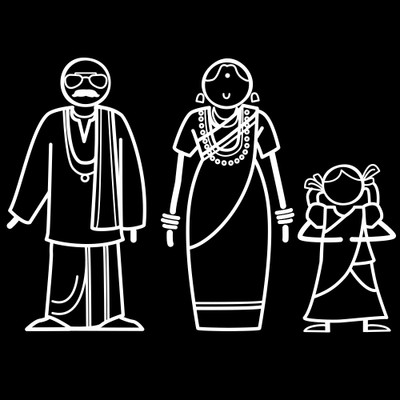 The Indian Family Sticker Family Sticker for Windows, Bumper, Sides(White, Transparent)