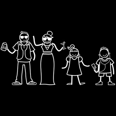 The Indian Family Sticker Family Sticker for Windows, Bumper, Sides(White, Transparent)
