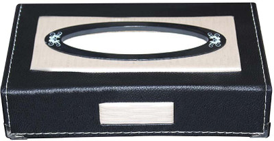 KOZDIKO Black Designer Leatherite Vehicle Tissue Dispenser(Black)