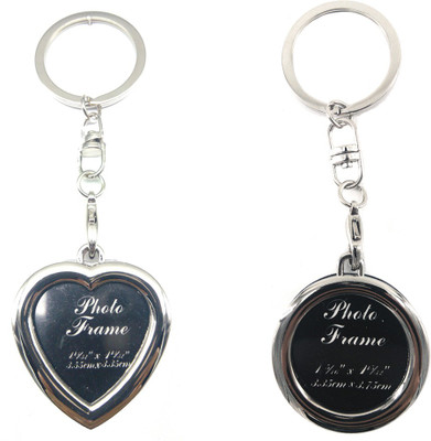 

City Choice Combo of Heart & Round Photoframe Key Chain(Silver)