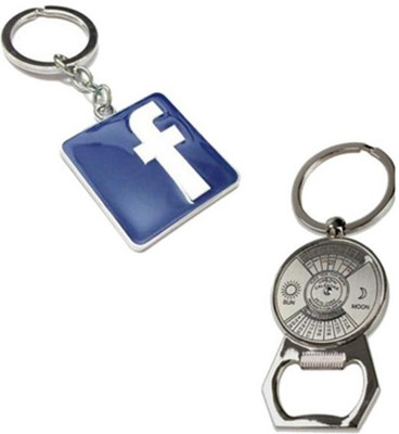 

Confident Set Of 2 Metal 50 YEARS CALENDER and FACEBOOK logo Key Chain(Multicolor)