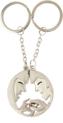 CTW Couple Love Ceremony Valentine Gift Pack Magnetic Key Chain(Silver)