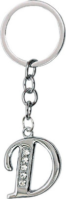 

U R God Diamond Studded Alphabet "D" Key Chain(Silver)