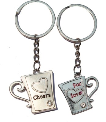 

CTW Cheers for Love Couple Cup Valentine pack of 2 Metal Key Chain(Silver)