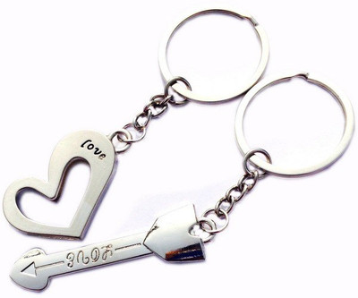

CTW Love You Heart & Arrow Key shape Couple Valentine Key Chain(Silver)