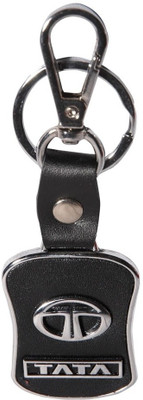 

TAG3 Tata Car Leather & Metal Logo Key Chain(Black)