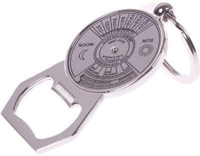 GCT 50 Years Compass Perpetual Calendar with Bottle Opener Key Chain(Silver)