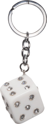 

Oyedeal Stone Studded Dice Key Chain(White)