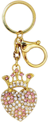 

Tootpado Crown Heart - Stylish Stone Key Chain(Gold)