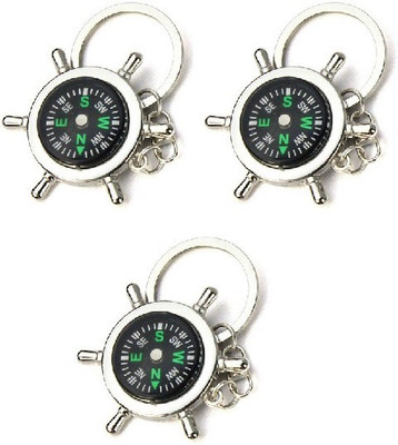 

Ezone Stylish Round Compas Pack Of 3 Key Chain(Silver)