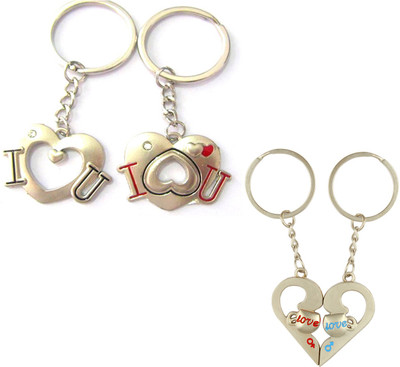 

CTW Couple Love You Heart Valentine Gift Combo Metal Key Chain(Silver)