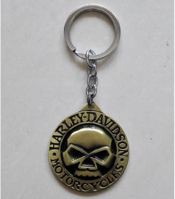 

Optimus traders Motor Harley-Davidson Cycles big Skull Logo Locking Key Chain(Gold)