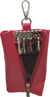 

Knott Zip Closure Leather Multi Key Chain(Pink)