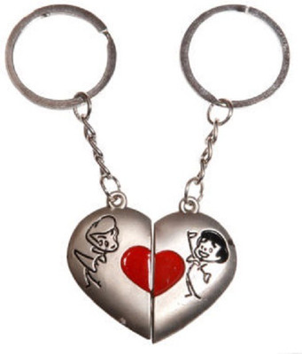 

CTW Love Heart shape Valentine Gift Key Chain(Silver, Red)