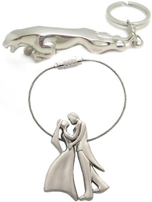 

Lata Metal Keychain Set Of Jaguar And Couple Key Ring Locking Key Chain(Silver)