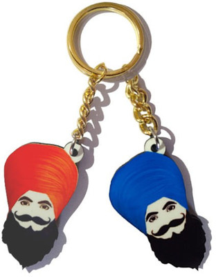 

MiiCreations Punjabi Turban Singh Beard Key Chain(Blue, Red)