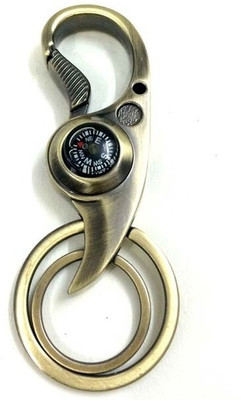 TAG3 Metallic Double Ring Curved With Inbuilt Hook Compass Bottle Opener Key Chain(Silver)