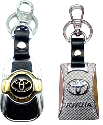 

City Choice New Combo of Toyota Leather-Metal Hook Golden-Chrome Locking Key Chain(Multicolor)