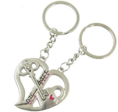 

True Traders true traders pair of love heart couple keychain Key Chain(Silver)