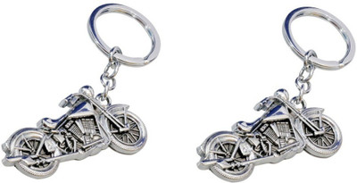 

Chainz Pack of 2 3D Metal Chopper Bike Key Chain(Silver)