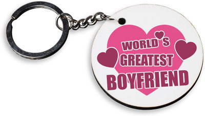 

Tied Ribbons Worlds Greatest Boyfriend Wooden Circle Key Chain(Multicolor)