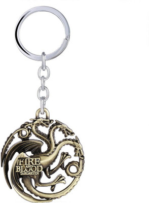 GCT Game of Thrones GOT House Targaryen Fire and Blood Three-headed Dragon Sigil Golden Metal Design-2 Key Chain(Gold) available at flipkart for Rs.199