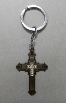 Oyedeal 10 Diamonds Cross Key Chain(Brown)