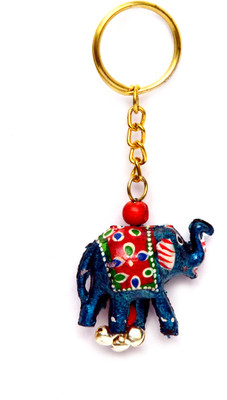Lamha Crafts Iridescent Blue Elephant Key Chain(Blue)