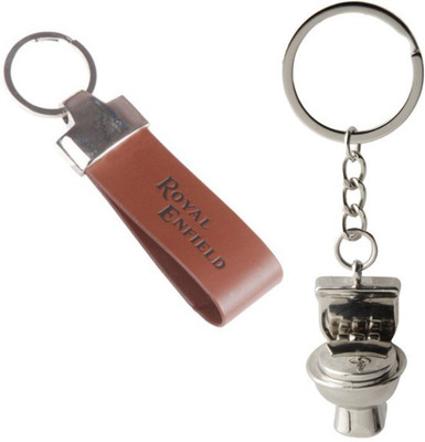 

Alexus Royal Enfield Leather And Commode Key Chain(Silver)