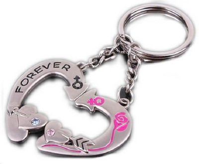 

CTW Forever Love Heart Couple Valentine Gift Pick Key Chain(Silver)