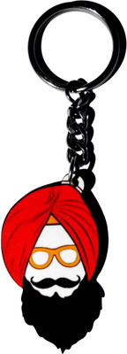 MiiCreations Punjabi Singh Beard Key Chain(Red)