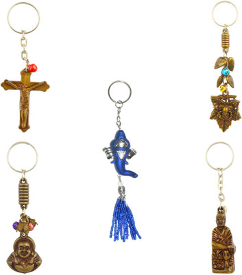 

CTW Religious Blessing God Gnaehsa saibaba Holly cross God luck charm combo Key Chain(Brown, Blue)