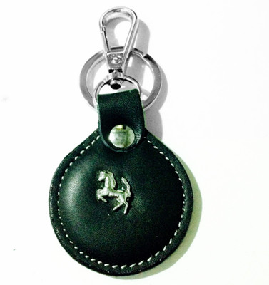 

Tech Fashion Ferrari Logo Black Leather Locking Key Chain(Black)