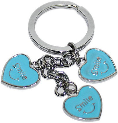 

Aura SMILE Three Hearts With Diamond Valentine Locking Key Chain(Blue)
