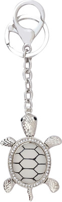 

Super Drool Stone and Crystal Studded High Quality Turtle Locking Key Chain(Silver)