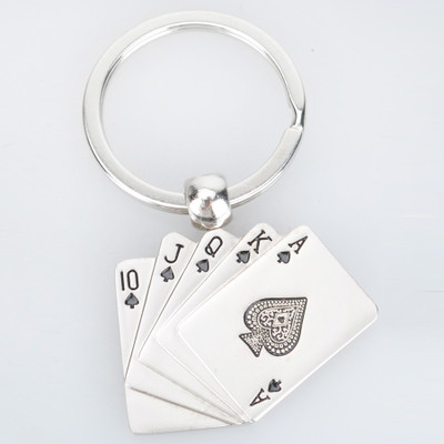 U. R. GOD Poker Cards Key Chain(Silver)