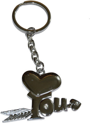 

Tech Fashion Heart Arrow Steel Colour Metal Keyring-TF-432 Locking Key Chain(Silver)