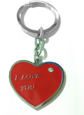 

Tech Fashion Heart Shape Red I Love You One Diamond Locking Key Chain(Red)
