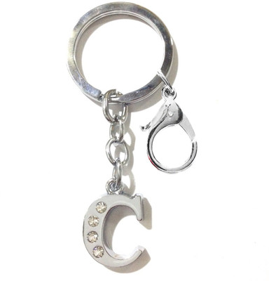 

Tech Fashion Alphabet C Hook High Quality Chrome Metal Finish with 4 Diamonds Fixed Locking Key Chain(Silver)