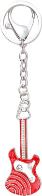 

Super Drool Enameled Crystal Studded Guitar Locking Key Chain(Red)