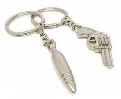 

CTW Gun & Bullet Thick Premium Quality Metal Combo Couple Key Chain(Silver)