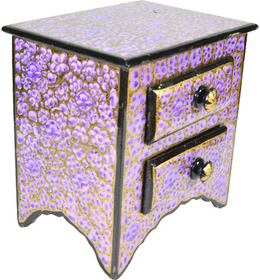 

52751 Handcrafted Paper Mache Box with 2 Drawers Locking Key Chain(Multicolor)