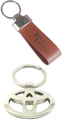 

Alexus Royal Enfield Leather And Toyota Key Chain(Silver)