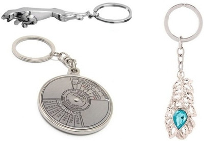 Phoenix Combo of Jaguar, Calender and OMG Key Chain(Silver)