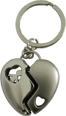 

true traders Valentines'day Romantic Metal Heart Key Chain(Silver)
