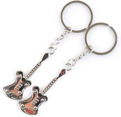 

CTW I love You Guitar shape Couple Metal Key Chain(Silver)