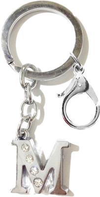 

Tech Fashion Alphabet M Hook High Quality Chrome Metal Finish with 4 Diamonds Fixed Locking Key Chain(Silver)