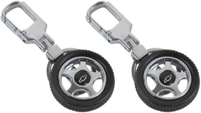 

Parrk Chevrolet Car Logo wheel Tyre Keyring Metal Locking Pack of 2 Key Chain Locking Key Chain(Silver)