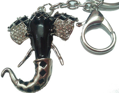 

City Choice Studded Black-Silver Ganesha face Locking Key Chain(Black, Silver)